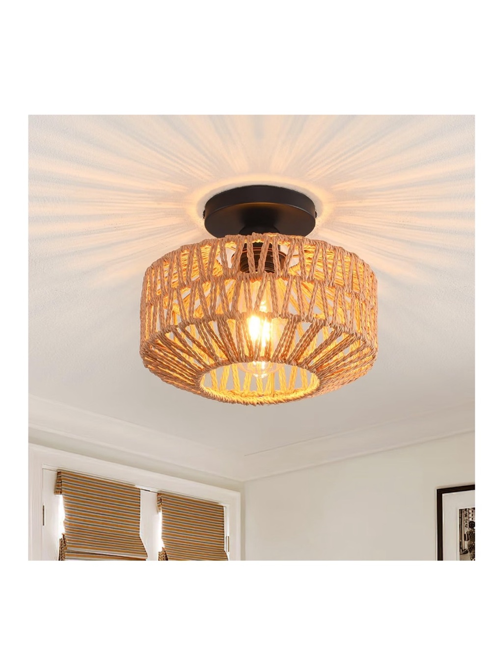 Avinluxe Rattan ceiling light.‼️size Medium‼️🔥